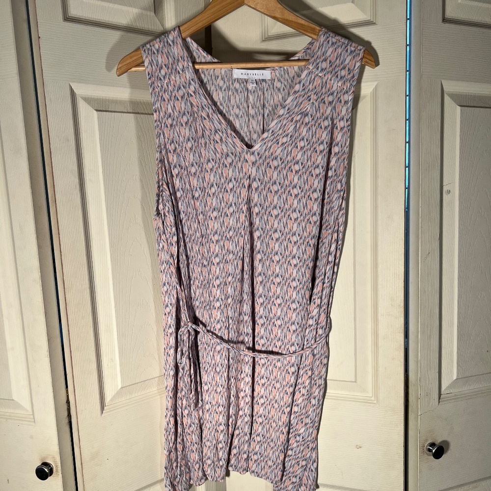 MaryBelle Salmon and Blue Patterned Dress with Tie Size 2XL
